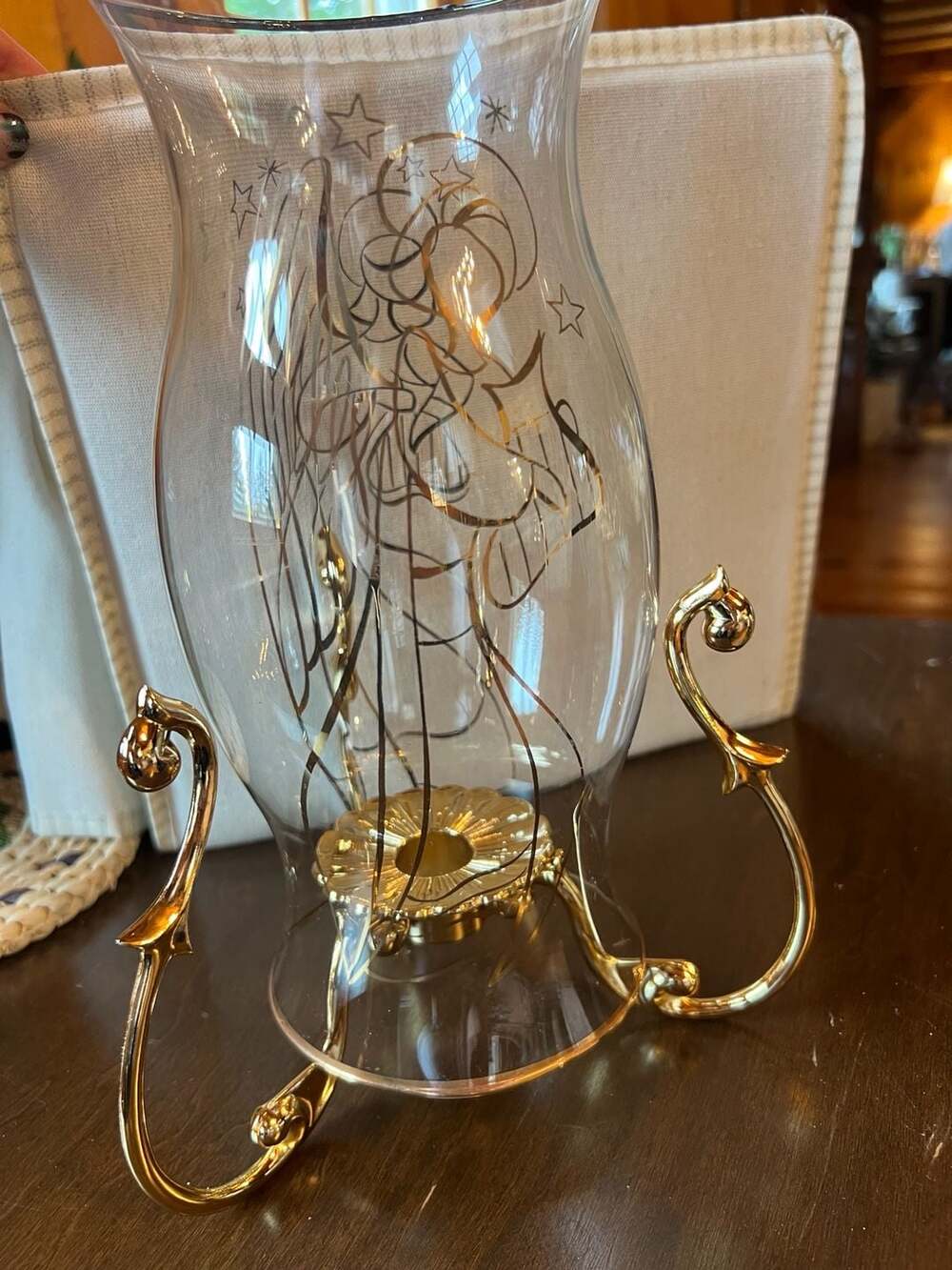 PartyLite Golden Angel Glass Hurricane Shade P7078